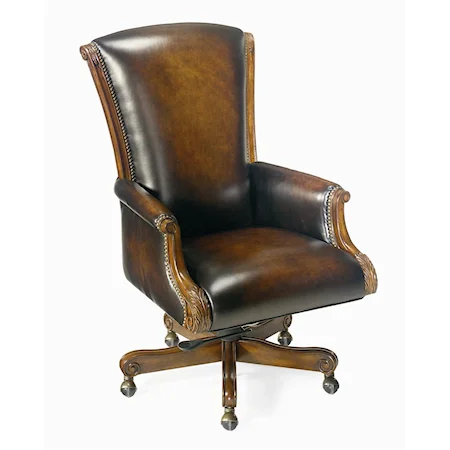 Brown Tri-Tone Leather Tilt Swivel Chair